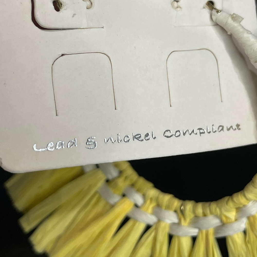 Yellow Raffia Earrings - Picture 3 of 3